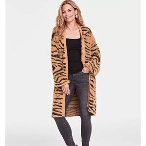 INC international concepts Women's Tiger Stripe Cardigan Sweater
